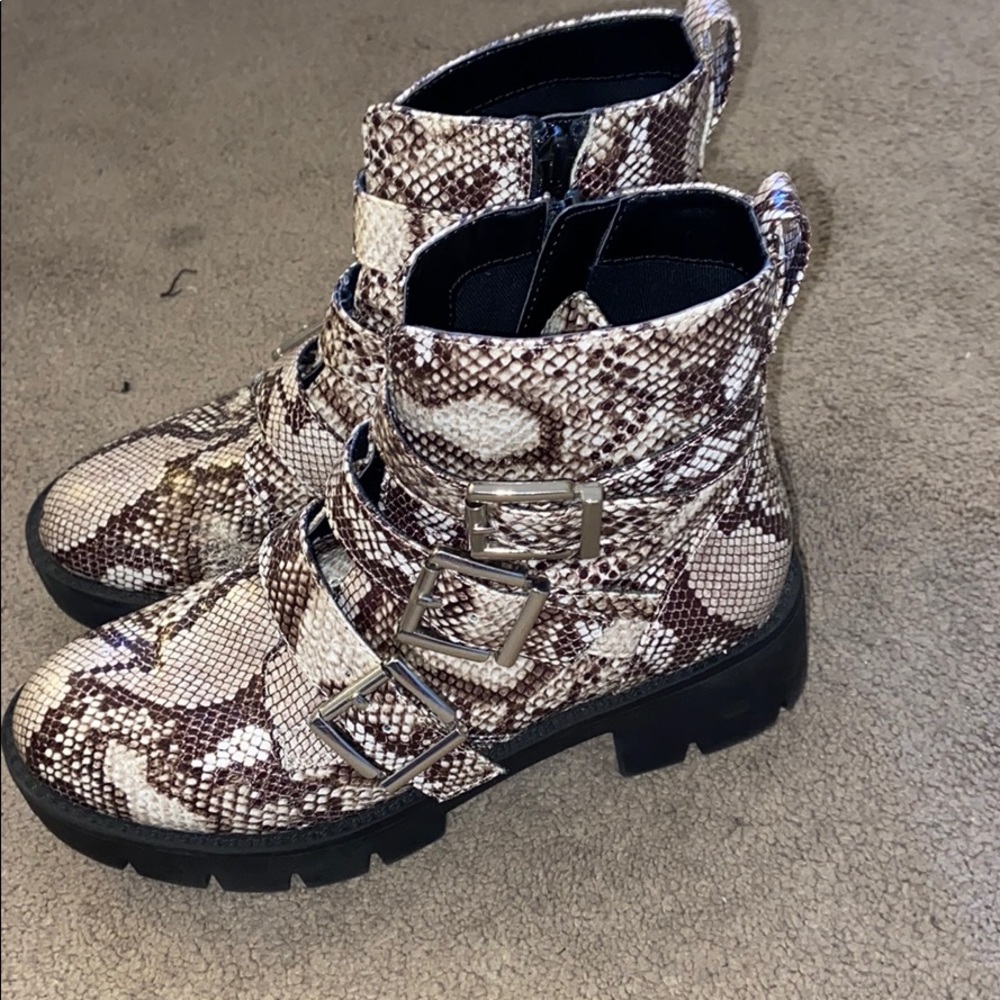 Chunky snakeskin boots